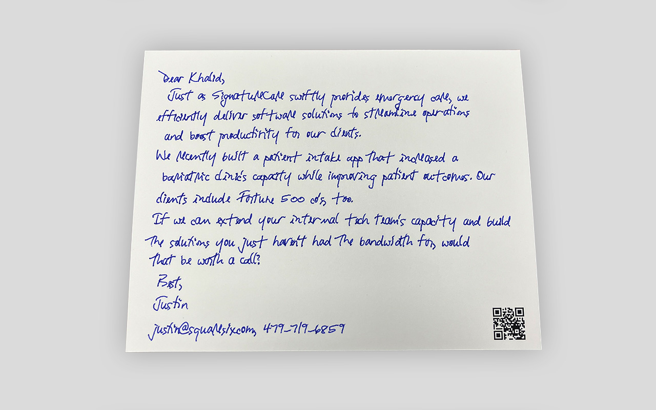 A sample handwritten letter
